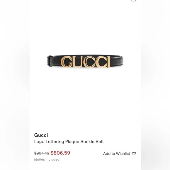 Gucci Black Leather Belt with Gold Lettering NEW with dust bag size 80 RARE - Picture 10 of 10